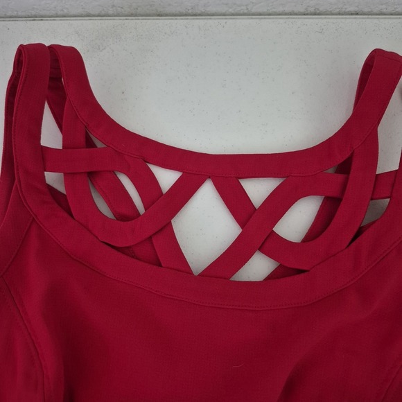 White House Black Market Dress Womens 8P Red Cutout Flippy Fit and Flare NEW - Picture 3 of 7